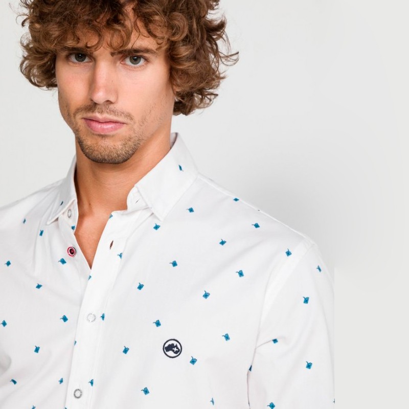 CAMISA ALTONADOCK BLANCA CON PEQUEÑOS ESTAMPADOS AZULES